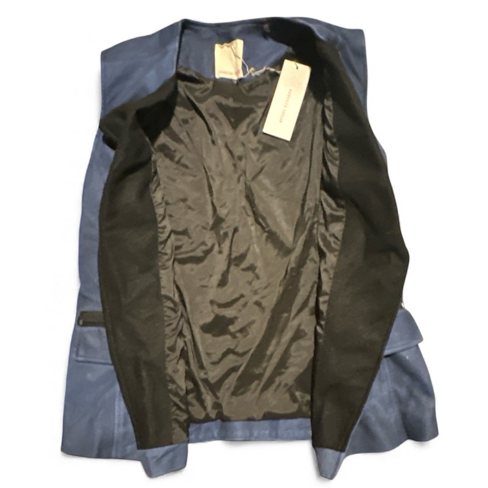 Rebecca Taylor Lamb Leather Motto Vest Cobalt Blue Womens Sz Small Retail $695 - Picture 4 of 12
